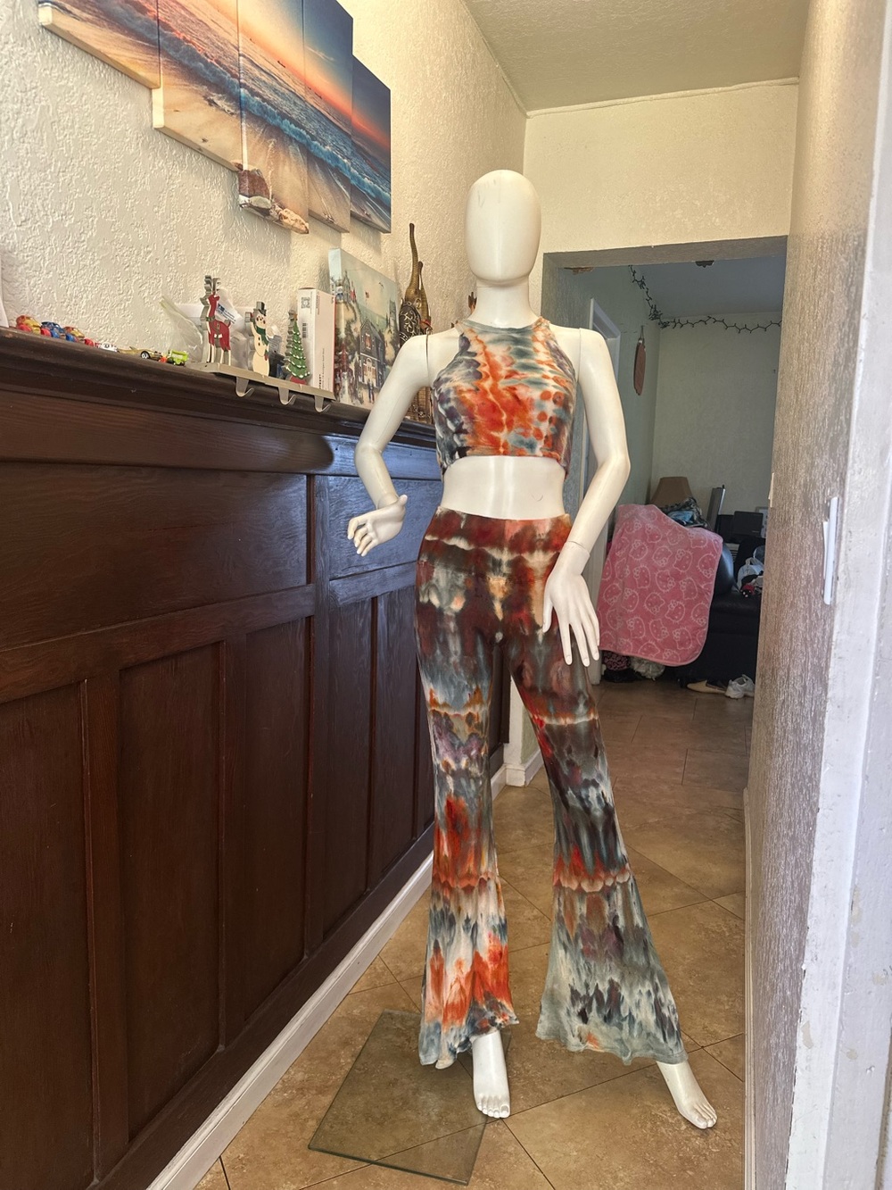 Tie-Dye Flared Lounge Pants - Multicolor